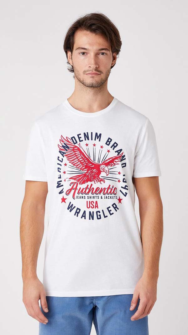 T-shirt Męski Wrangler Classic Americana White
