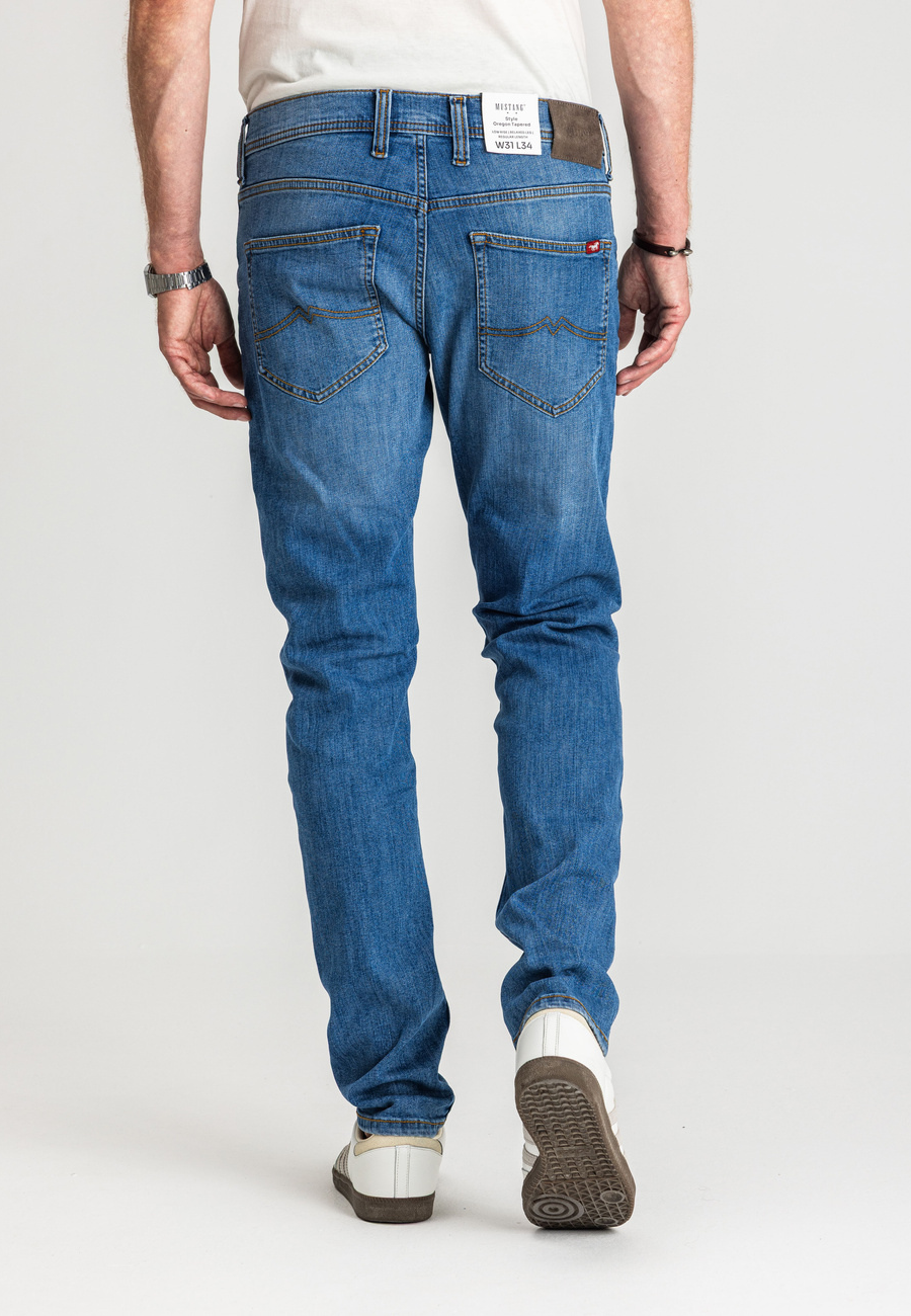 Męskie Spodnie Jeansowe Mustang Style Oregon Tapered Denim Blue 1017123 5000 682