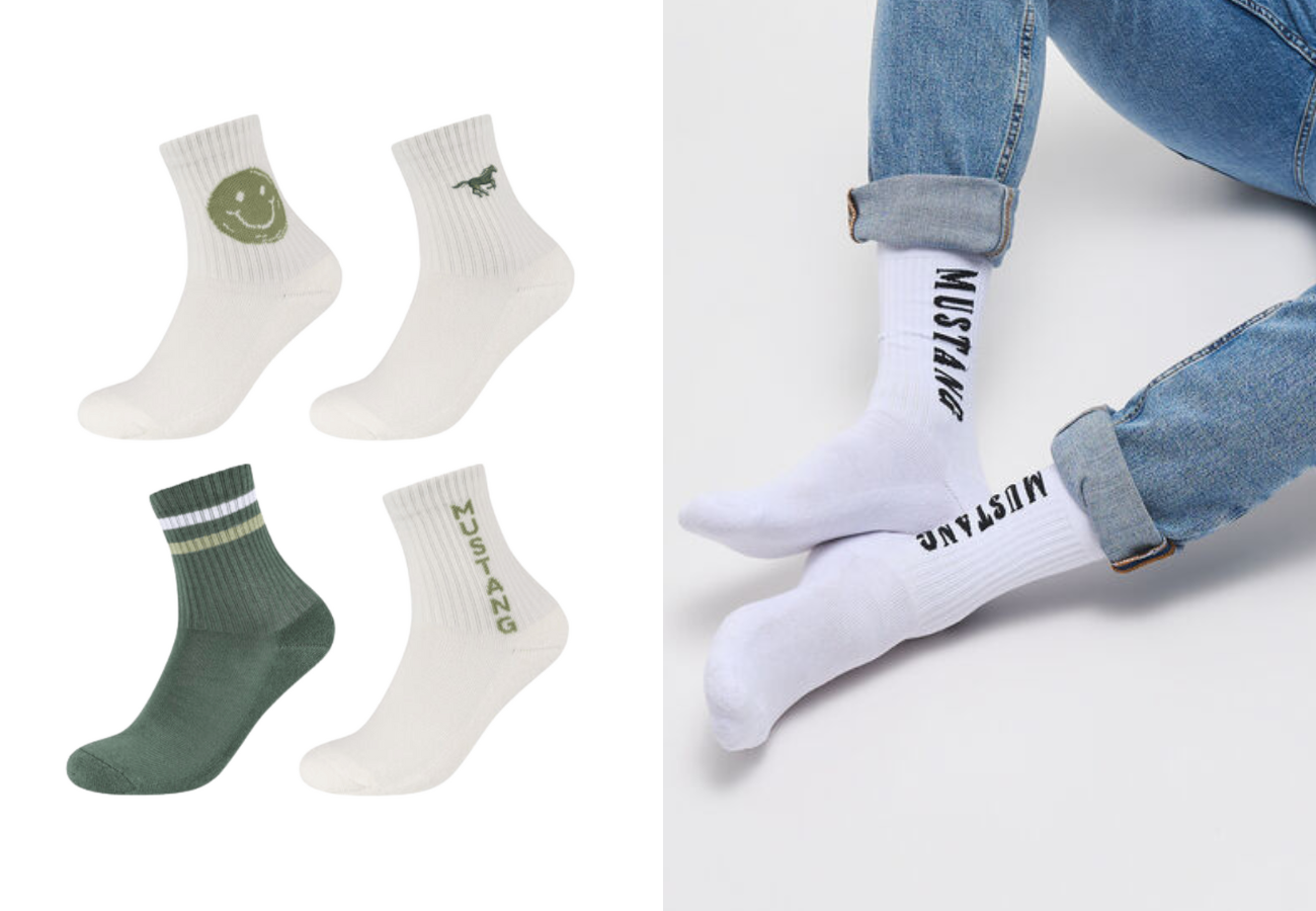 4 pack Męskie Skarpety MUSTANG hedge green MU32019 – 7370