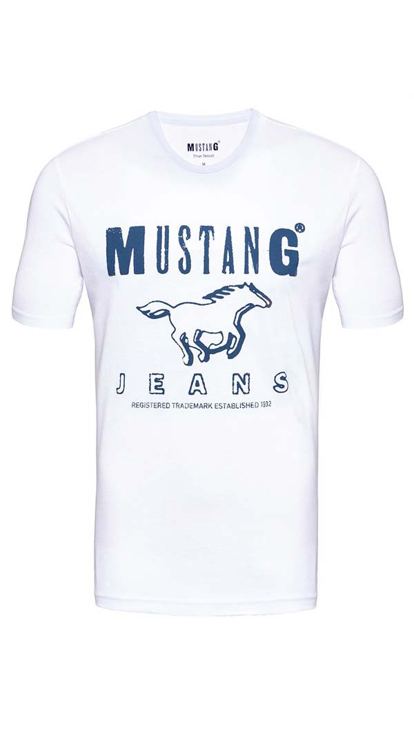 T-shirt Męski Mustang Basic Print Tee General White