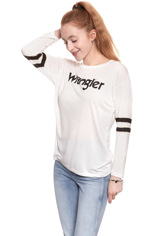 WRANGLER T SHIRT DAMSKI LS FOIL TEE OFFWHITE W7379FD02 112131024