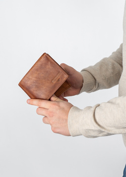 MUSTANG Denimo Wallet Side Opening SKÓRZANY PORTFEL POJEMNY NA KARTY PREMIUM