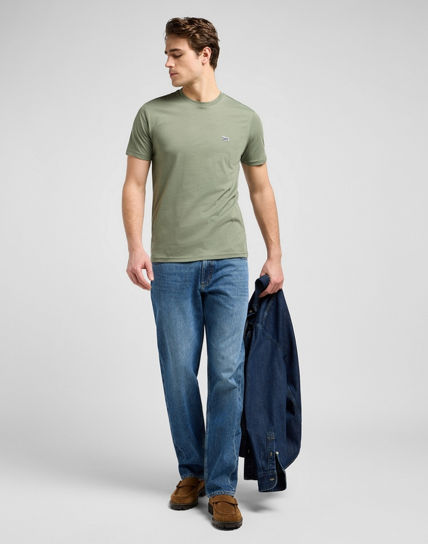 MESKA KOSZULKA  LEE SS PATCH LOGO TEE OLIVE STONE 112370497