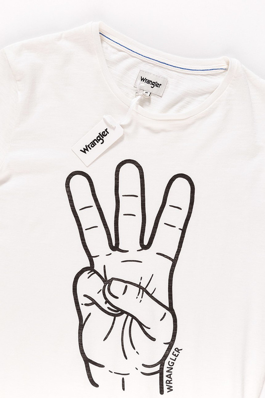 KOSZULKA WRANGLER FESTIVAL TEE ANTIQUE WHITE. W7B44DEFT 112131476