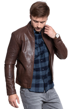 KURTKA SKÓRZANA WRANGLER WESTERN BIKER CHOCOLATE BROWN W4762ZAVM 112129047