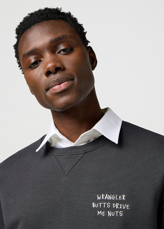 MESKA BLUZA  WRANGLER EMBROIDERY CREW FADED BLACK 112371518