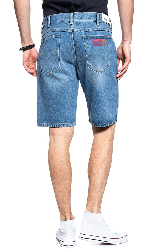 SPODENKI MĘSKIE WRANGLER DENIM SHORT KABEL BLUE W14CER19K 112126586