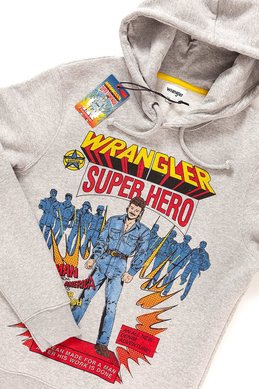 WRANGLER BLUZA SUPERHERO HOODIE MID GREY MEL W6576IC37 112130593