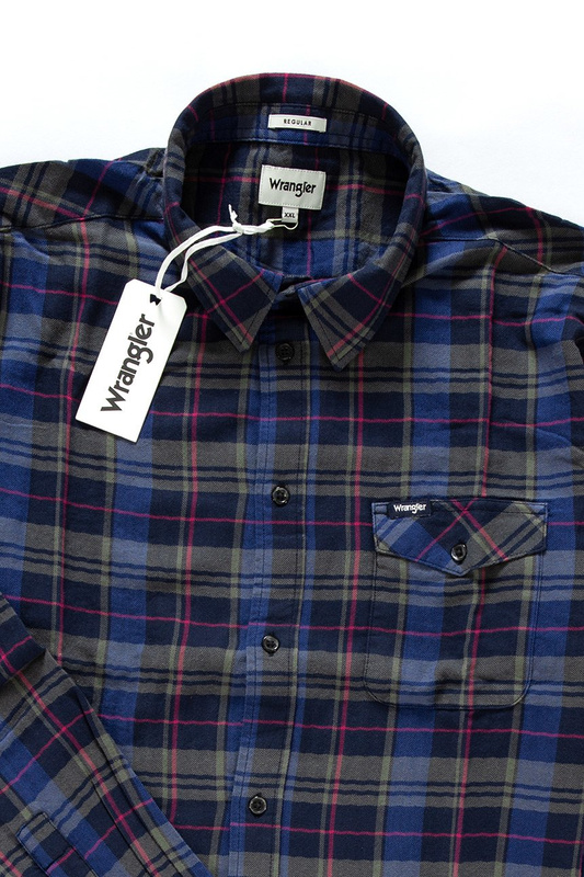 KOSZULA WRANGLER LS 1PKT FLAP SHIRT NAVY W5932T935 112129739