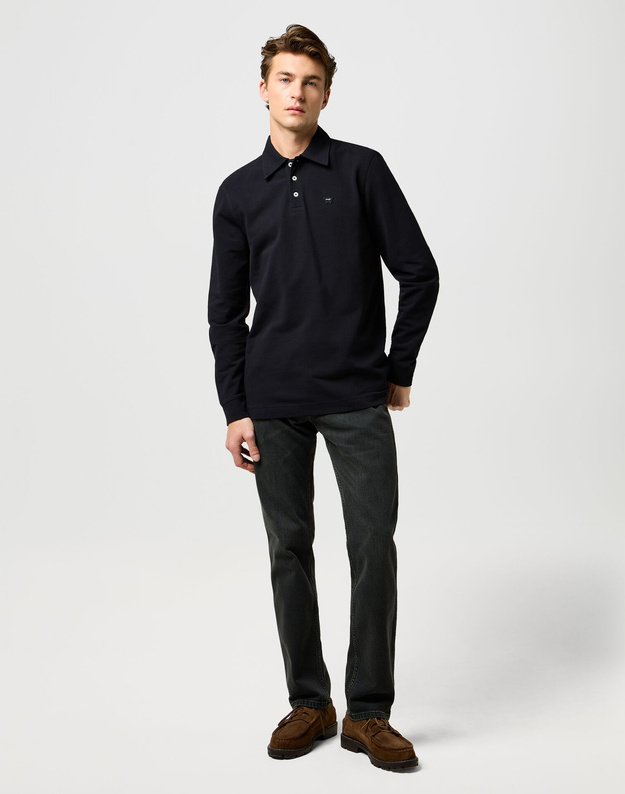 MESKA KOSZULKA WRANGLER LS POLO SHIRT BLACK 112371395