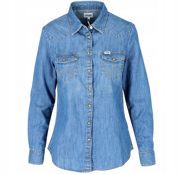 WRANGLER DENIM WESTERN SHIRT DAMSKA KOSZULA JEANSOWA MID INDIGO W5Z02AX8E 112130353