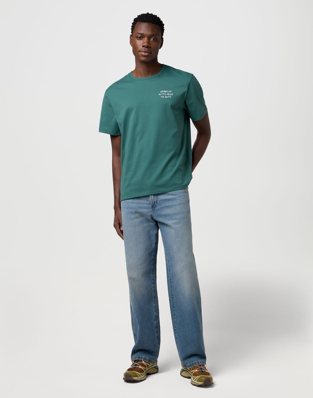 MESKA KOSZULKA  WRANGLER EMBROIDERY TEE BISTRO GREEN 112371491