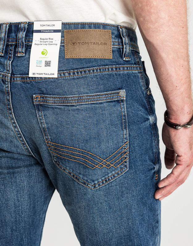 Męskie Spodnie Jeansowe Tom Tailor Marvin Used Mid Stone Proste 1007858 10119