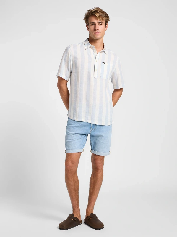 MESKA KOSZULA LEE POPOVER SHIRT SS SHY BLUE 112364226