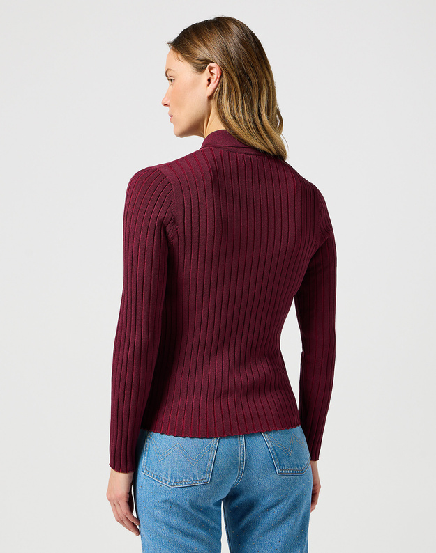 DAMSKI SWETER WRANGLER RIB KNIT POLO PLUM CASPIA 112356484