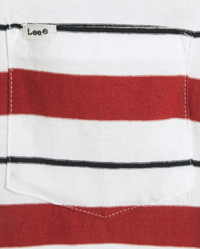 LEE RELAXED POCKET TEE DAMSKI T-SHIRT KOSZULKA W PASKI RED OCHRE L40RYHOE 112108724