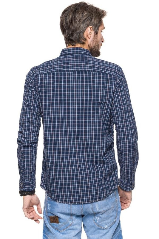 TOM TAILOR FLOYD RED BLUE STORY CHECK SHIRT AGATE STONE BLUE 2030583.00.10 COL.6519