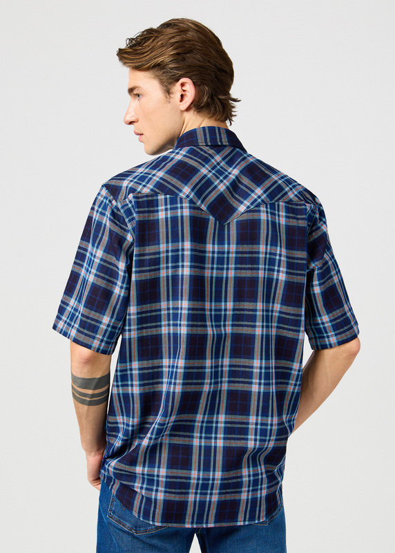 MESKA KOSZULA WRANGLER SS WESTERN SHIRT FLAMINGO INDIGO 112362947