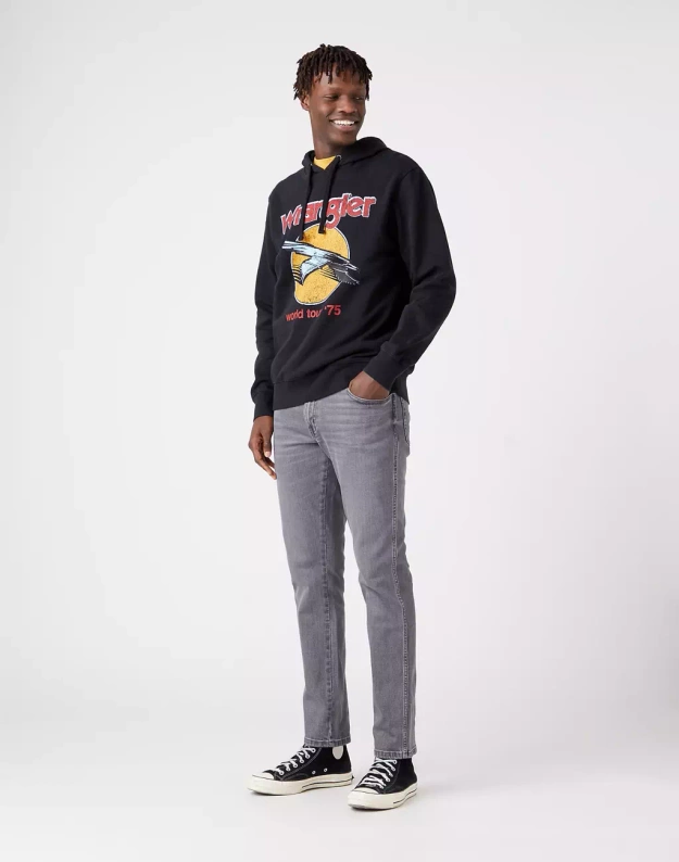 WRANGLER EAGLE HOODIE MĘSKA BLUZA Z KAPTUREM LOGO NADRUK FADED BLACK W669ILXV6 112321162