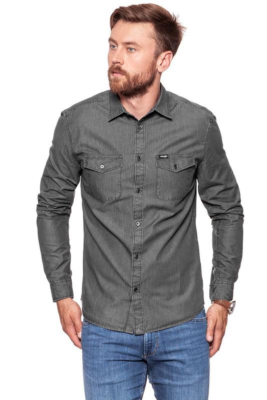 KOSZULA WRANGLER LS 2PKT FLAP SHIRT FADED BLACK W5917SWV6 112129700