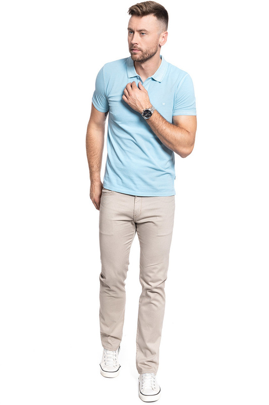 MĘSKA KOSZULKA POLO WRANGLER SS OVERDYE POLO CERULEAN BLUE W7F4KQXVT 112131806