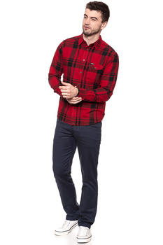 KOSZULA WRANGLER LS 1PKT FLAP SHIRT SALSA RED W5932T2WN 112129738