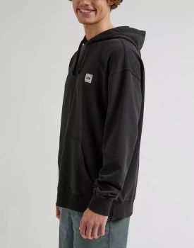 LEE CORE LOOSE HOODIE MĘSKA BLUZA Z KAPTUREM LOGO WASHED BLACK L84WFXON 112330671