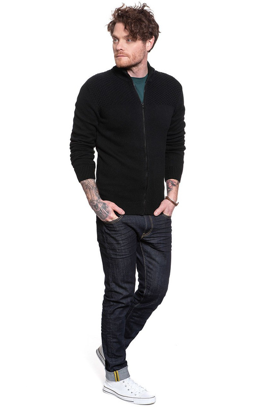 MĘSKI SWETER WRANGLER FULL ZIP KNIT BLACK W8A3RK100 112132370
