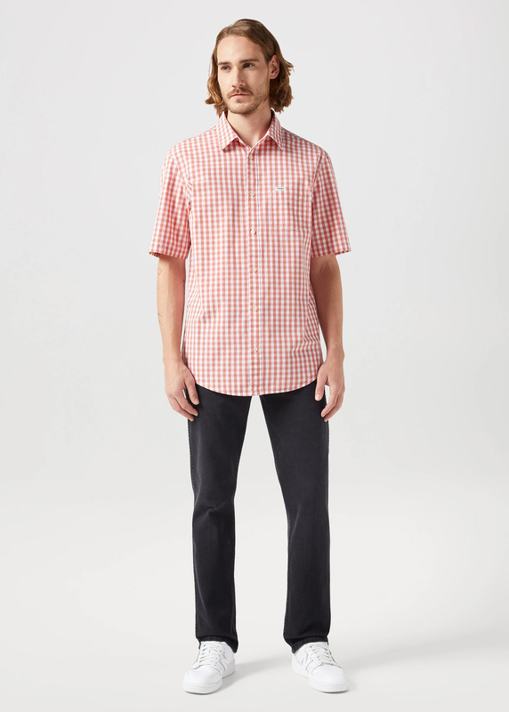 MESKA KOSZULA WRANGLER SS 1 PKT SHIRT RED 112350569