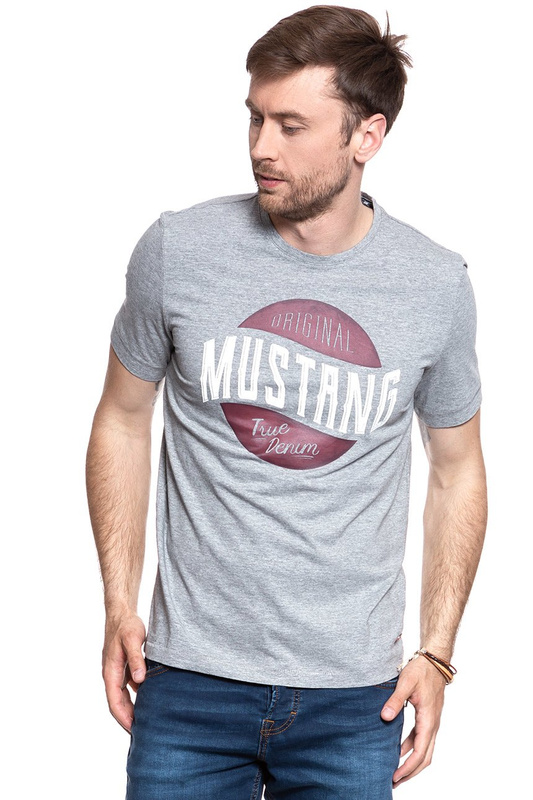 MUSTANG T SHIRT CRACK PRINT TEE MID GREY MELANGE 1007536 4164
