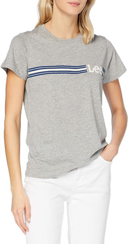 LEE STRIPE LOGO TEE DAMSKA KOSZULKA Z KRÓTKIM RĘKAWEM T-SHIRT LOGO GREY MELE L42MEH37 112109396