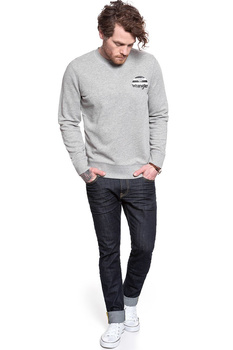 BLUZA WRANGLER CREW SWEAT MID GREY MEL W6M3HAX37 112130743