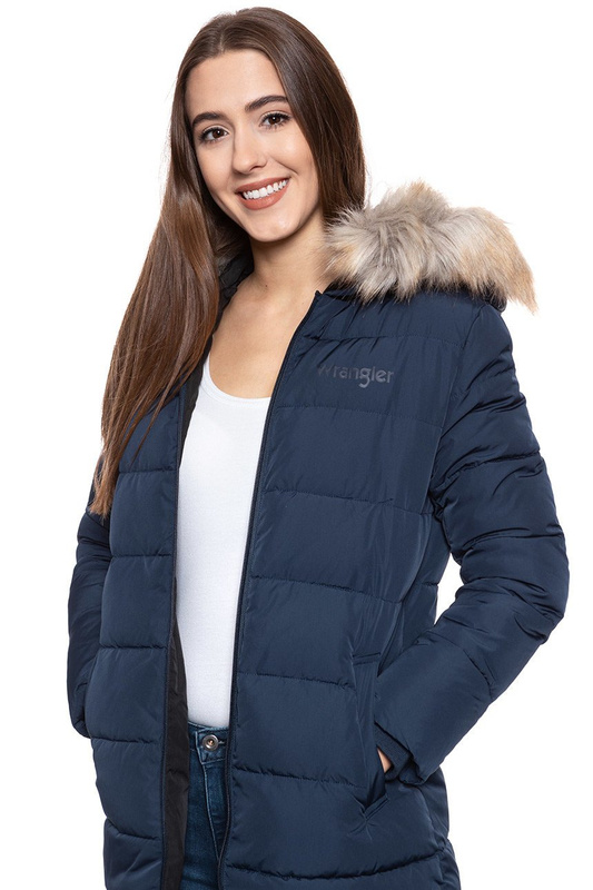DAMSKA KURTKA ZIMOWA WRANGLER LONG PUFFER NAVY W4N2VJ114 112129160