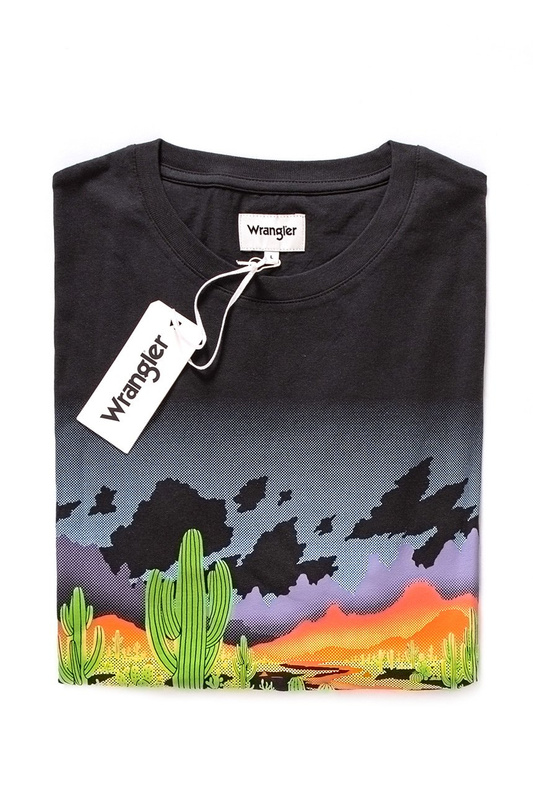 WRANGLER T SHIRT OUT WEST TEE FADED BLACK W7C30FQV6 112131669