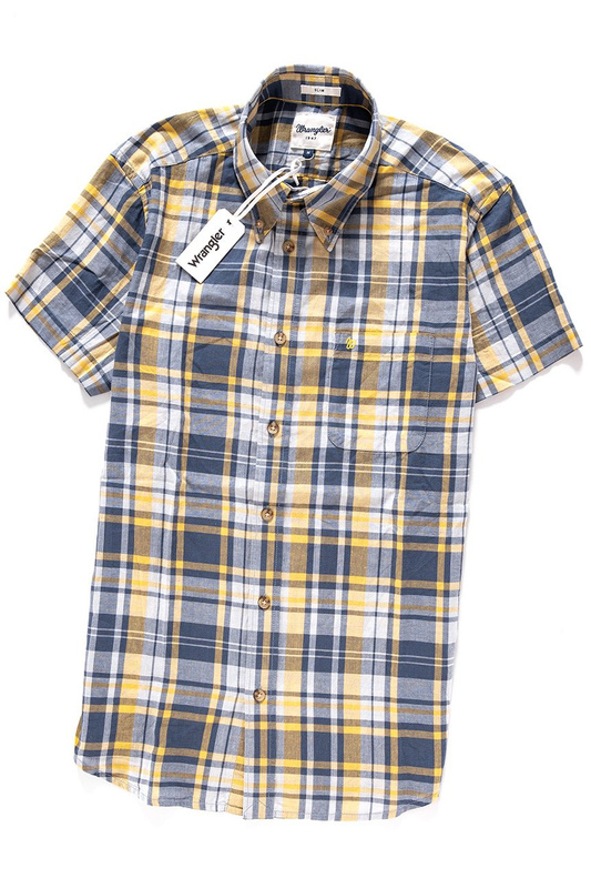 WRANGLER S/S 1 PKT SHIRT KOSZULA MĘSKA KRÓTKI RĘKAW WRANGLER YELLOW W5960MG04