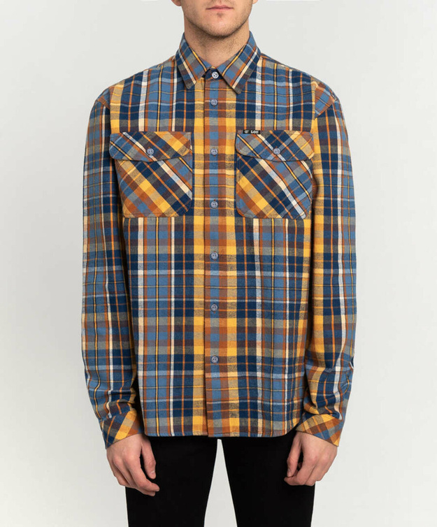 LEE x TIMBERLAND FLANNEL SHIRT MĘSKA KOSZULA W KRATĘ KRATA ESTATE BLUE L67DFT22 112116862