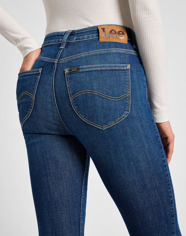 LEE DAMSKIE SPODNIE JEANSOWE SCARLETT HIGH ZIP INDIGO REALNES 112355547 L31B016319