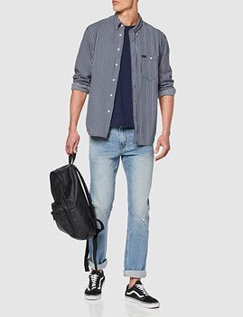 LEE RIVETED SHIRT RELAXED FIT MĘSKA KOSZULA MATERIAŁOWA W PASKI WASHED BLUE L66ITPLR 112116464