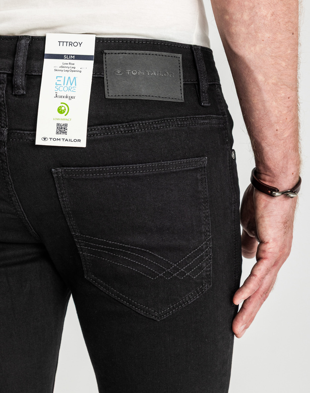Męskie Spodnie Jeansowe Tom Tailor Troy Czarne Slim Fit 1021160 10270