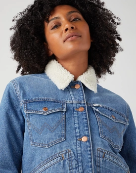 WRANGLER DAMSKA KURTKA JEANSOWA WRANGLER HERITAGE SHERPA JACKET FIRST LOVE 112342682