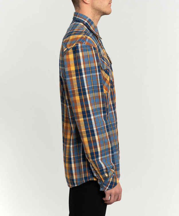 LEE x TIMBERLAND FLANNEL SHIRT MĘSKA KOSZULA W KRATĘ KRATA ESTATE BLUE L67DFT22 112116862