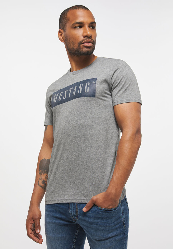 2PAK MUSTANG ALEX C / ALINA C LOGO TEE MĘSKI/DAMSKI T-SHIRT KOSZULKA LOGO LIGHT GREY MELANGE 1013220 4141