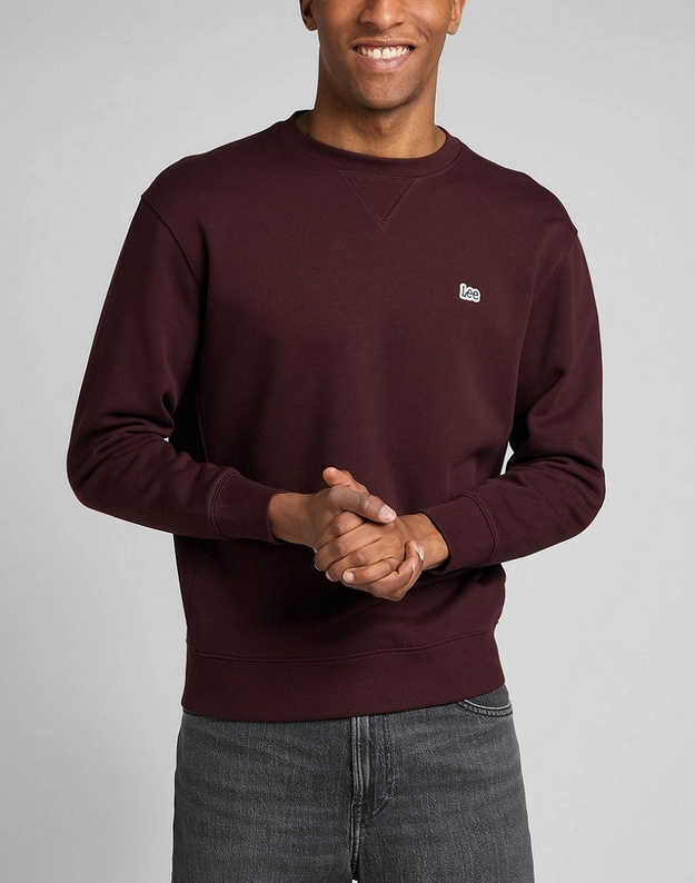 LEE PLAIN CREW SWS MĘSKA BLUZA KLASYCZNA LOGO VELVET L81IRY74 112321570