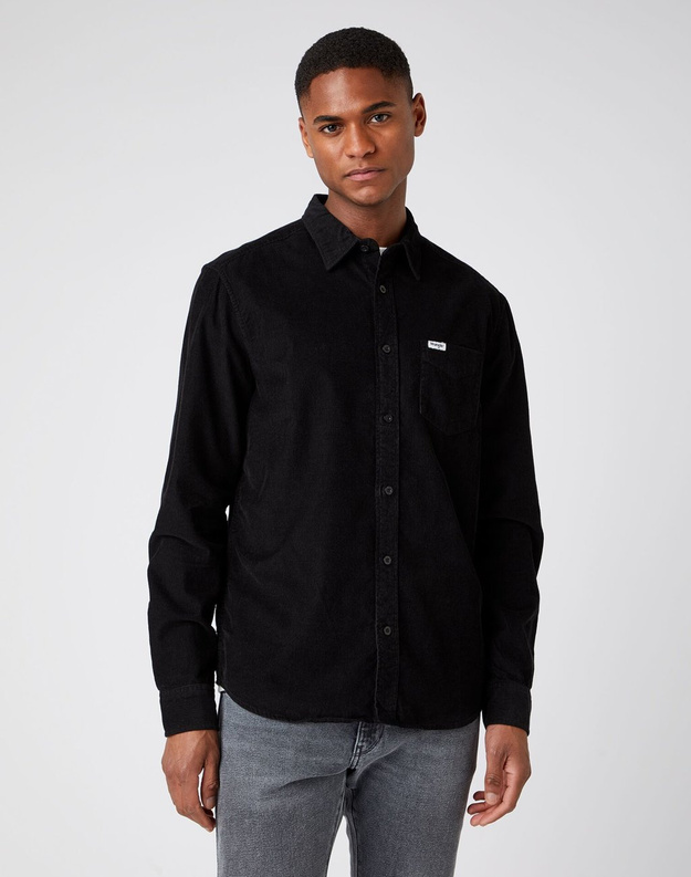 WRANGLER LS 1PKT SHIRT MĘSKA KOSZULA SZTRUKSOWA BLACK W5A14A100 112141410
