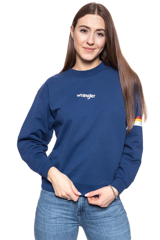 BLUZA WRANGLER 80´S RETRO SWEAT BLUE DEPTHS W6N0HPXJY 112130777