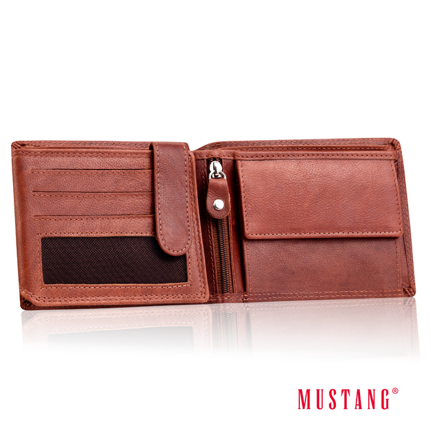 MUSTANG Denimo Wallet Side Opening SKÓRZANY PORTFEL POJEMNY NA KARTY PREMIUM