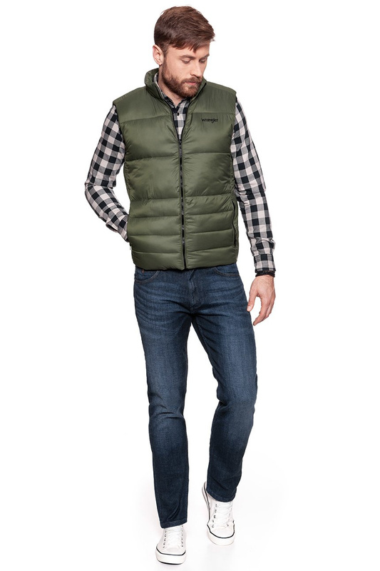 WRANGLER PUFFER VEST DUSTY OLIVE W4723X445S 112129009
