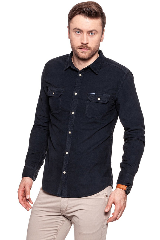 KOSZULA WRANGLER LS 2PKT FLAP SHIRT DARK NAVY W5996TCAE 112129912