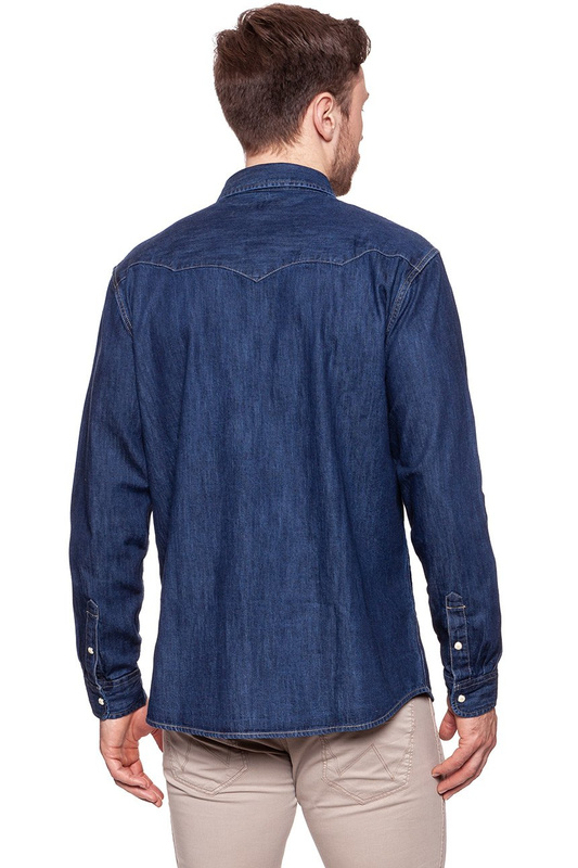 KOSZULA JEANSOWA MĘSKA WRANGLER DENIM WESTERN SHIRT DARK INDIGO W5973O61E 112129847