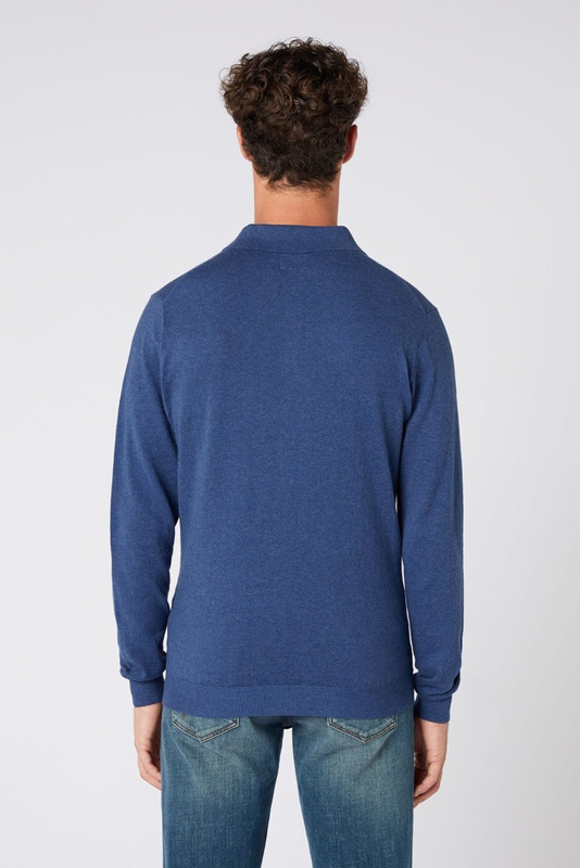 WRANGLER POLO KNIT MĘSKA KOSZULKA Z DŁUGIM RĘKAWEM LOGO NAVY W8B3QL114 112132387